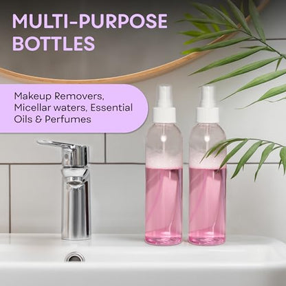 Fine Mist Spray Bottles 8 oz, Empty Refillable Containers - Essential Oils, Disinfectant Spray, Water - Pack of 3