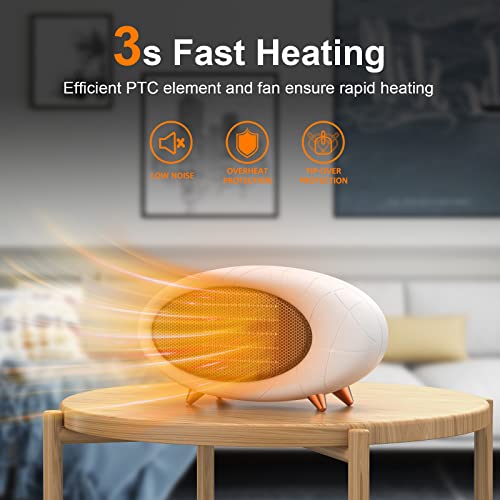 Space Heater,Energy Efficient Desk heater for Indoor Use,PTC Fast Heating Ceramic Heater for Bedroom Home Office Indoor Use(White) - color: White