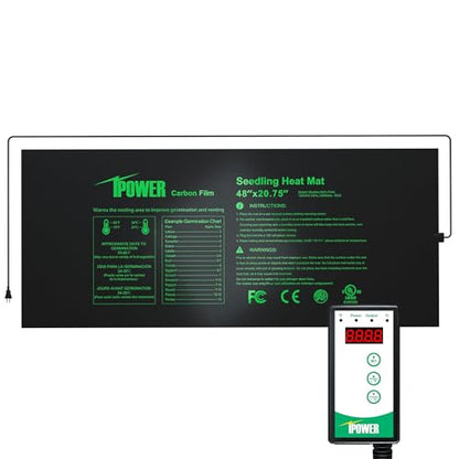 iPower 48"x20.75" Seedling Heat Mat and Digital Thermostat Combo Set, Warm Hydroponic Heating Pad for Germination, Indoor Gardening, Greenhouse - size: 48" x 20.75"-New, style: with Controller