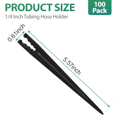 RedChili 100 Pack 1/4 Inch Drip Irrigation Support Stakes, Plastic, 5.68 Inch, Barb Connector, Ideal for 1/4-Inch Tubing, Indoor/Outdoor Use - size: 1/4" Stake