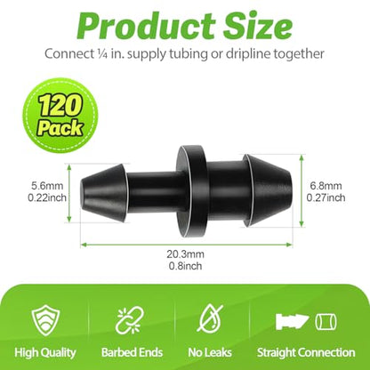 RedChili Drip Irrigation Universal 1/4" Barbed End Cap Fitting, 120 Pieces Drip System Parts Goof Plug Connectors Fits 1/4-Inch Drip Tubing Irrigation For Drip Line Connection - size: 1/4" Plug-120P