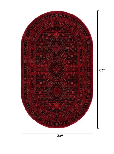 Unique Loom Tekke Collection Area Rug - Sheibani (3' 3" x 5' 3" Oval, Red/ Black) - size: 3'1" x 5'3" (Oval)