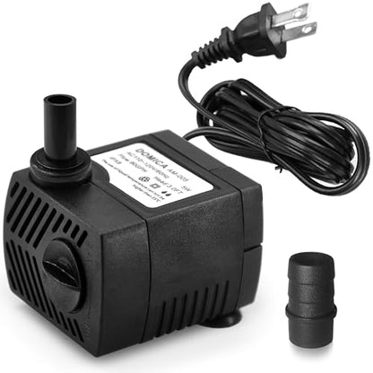 90 GPH Mini Submersible Pump, Small Fountain Pump (5W 350L/H) for water feature, Aquariums, Fish Tank, Tabletop Fountain, Pet Fountain, Indoor or Outdoor Pond Fountain (AC Powered)