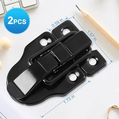 2 Pcs Small Hasp Latches for Wooden Boxes, Toggle Box Buckle Latch Lock Replacement, Duckbilled Chest Latches for Cabinet Storage Road Case Guitar Case Door Latch Hardware
