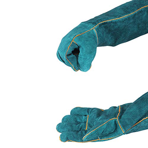 F&Yard Canvas Pet and Reptile Handling Gloves with Extended Arm Coverage, Protection Gloves for Feeding and Grabbing Use