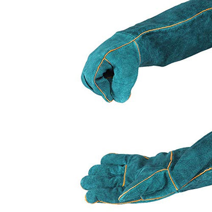 F&Yard Canvas Pet and Reptile Handling Gloves with Extended Arm Coverage, Protection Gloves for Feeding and Grabbing Use