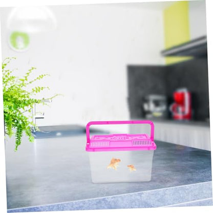 Yardwe 4Pcs Portable Mini Handheld Fish Tank with Handle Transparent Plastic Aquarium for Small Fish Turtles Reptiles and Hamsters Breeding Box for and Viewing