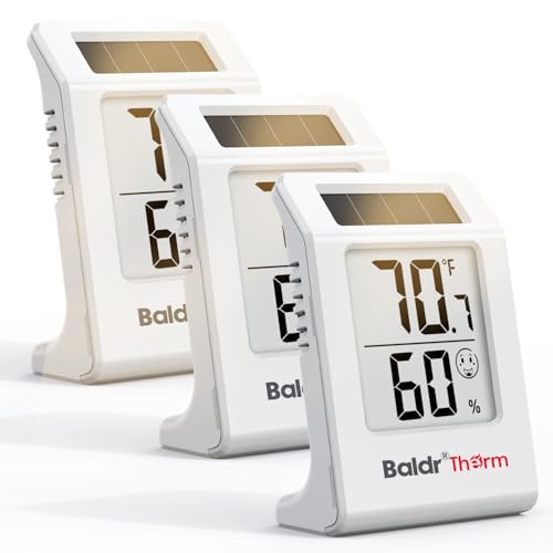 Digital Thermometer and Humidity Meter, Solar-Powered 2.2" Indoor Temperature Sensor Humidity Monitor, Humidity Gauge for Baby Rooms, Bedrooms, Home, Office, and Wine Cellars, White, 3Pack - color: White 3pack