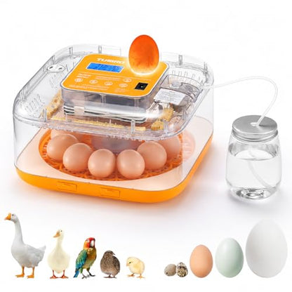 TURBRO Incubator for Hatching Eggs, Automatic Turning, Temperature & Humidity Control, Built-in Candler, 60° Viewing, 12 Egg Incubators for Chicken, Duck, Quail, Turkey, Goose, Parrot, Bird | 12 Egg Incubators , Built-in Candler, Automatic Turning, 360° V