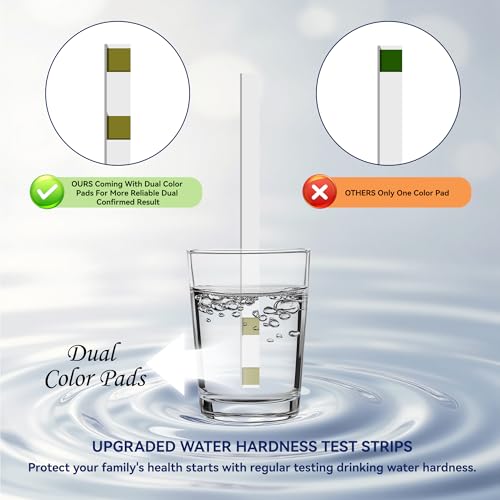 Water Hardness Test Strips Kit for Home Drinking Water and Pool Spa 200CT | Water Softener Hard Water Testing Strips, Tap Well Tester Kit for Calcium & Magnesium (0-425 ppm) with Sample Tube