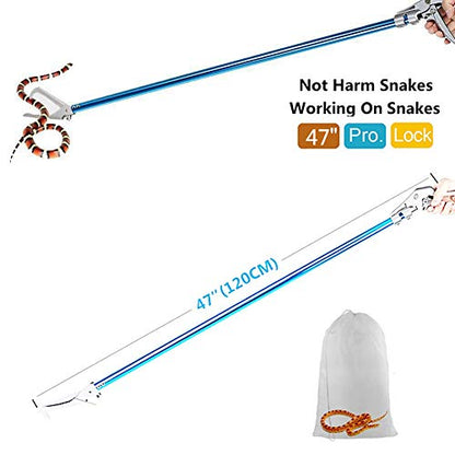 47'' Snake Tong Reptile Grabber Rattle Snake Catcher Wide Jaw Handling Tool with Lock and Comfortable Grip Handle All-Aluminum Alloy Professional - style: 47inch Snake Tong