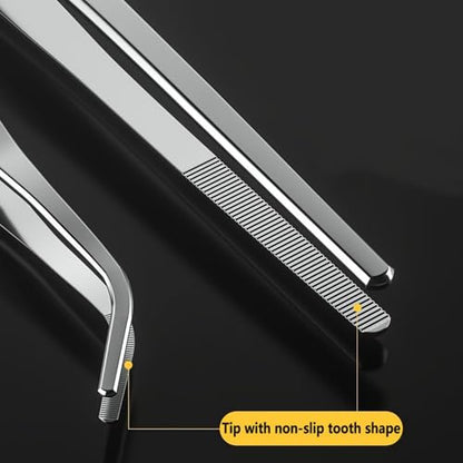 Stainless Steel Reptile Feeding Tongs Tweezers for Aquarium, Terrarium & Crafts Bearded Dragon Snake Tank Accessories, Planted Tank Tools Feeder for Lizards-5.51 Inches Curved