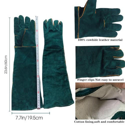 Animal Handling Gloves - 60CM Durable Bite & Scratch Resistant Gloves for Bathing, Grooming, Welding, Handling Dogs, Cats, Birds, Snakes, Parrots, Lizards, Reptiles