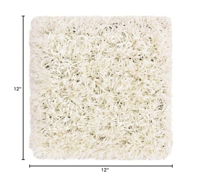 Unique Loom Solid Shag Collection Area Rug (1' Square, Snow White) - color: Snow White, size: 1' x 1' (Square)