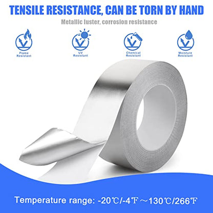 Romeda Aluminum Tape, 2 Inch x 164 Feet, Silver, 3.9 Mil, Heavy Duty, Heat & UV Resistant, HVAC & Ductwork - size: 2 inch x 164 Ft