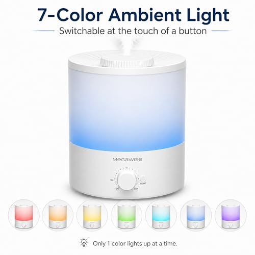 MegaWise Ultrasonic Cool Mist Humidifier SK7620 - 1.5L Capacity, Whisper-Quiet Operation, Adjustable Mist Output, Auto Shut-Off - Ideal for Home, Office, Baby Room, and Bedroom - size: 1.5 L