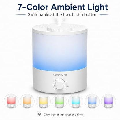 MegaWise Ultrasonic Cool Mist Humidifier SK7620 - 1.5L Capacity, Whisper-Quiet Operation, Adjustable Mist Output, Auto Shut-Off - Ideal for Home, Office, Baby Room, and Bedroom - size: 1.5 L