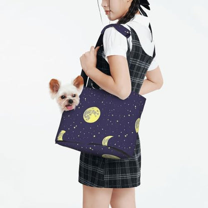 Small Pet Carrier Purse Bag, Sky with Moons Stars Print Shoulder Bag for Dogs Cats, Puppy Tote Travel Handbag - color: Sky With Moons Stars