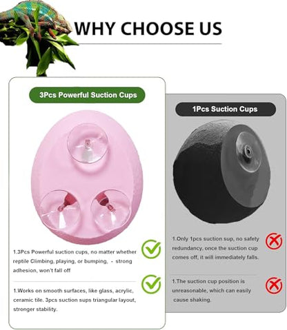 Woyrise Reptile Hide Cave Plastic Egg Shape Hideout, Gecko Hide with Strong Suction Cups Climbing Toys Reptile Shelter Sleeping Cave for Arboreal Reptiles, Frogs, Spiders Terrarium Decor - Pink