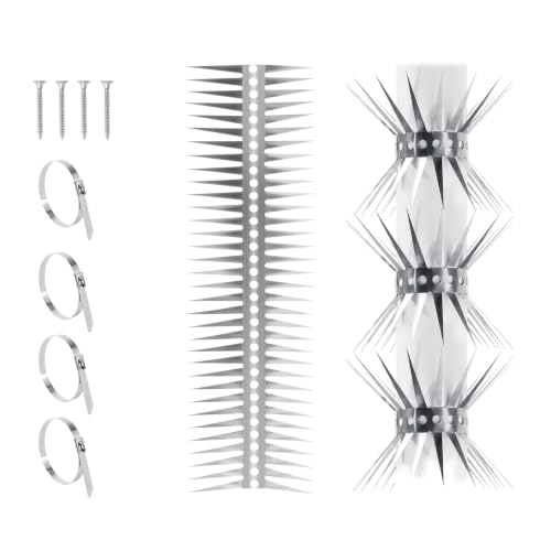 Bird Spikes - 60 Inch Stainless Steel Fence Spikes for Pigeons, Raccoons, Snakes - Deterrent Defender | 60 inch stainless steel bird spikes - size: 60 inch