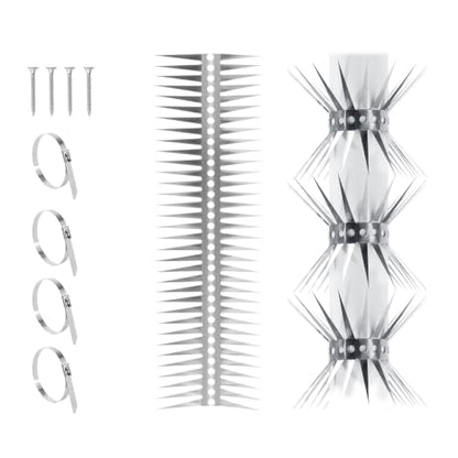 Bird Spikes - 60 Inch Stainless Steel Fence Spikes for Pigeons, Raccoons, Snakes - Deterrent Defender | 60 inch stainless steel bird spikes - size: 60 inch