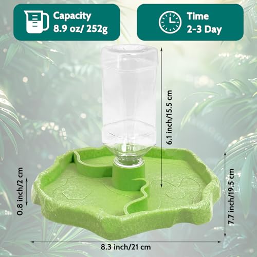 Tfwadmx 9oz 2-in-1 Reptile Water Bottle Turtle Automatic Feeders Waterer Food and Water Bowl pet Dispenser Bottle Feeding Dish for Lizard Chameleon(Green) - color: Green