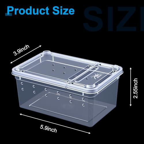 10 Pcs Reptile Breeding Box, Clear Plastic Terrarium with Vent Holes, Small Animal Enclosure for Spider Scorpion Lizard Insect, 5.9x3.9x2.55 Inch