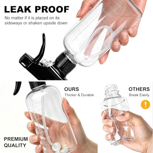 Spray Bottles 16 Oz 2-pack, 360° Any-Angle Spraying, Mist & Stream, Funnel | Professional Heavy-Duty Sprayer Bottles with Measurements & Weighted Straw, Leak-proof for Cleaning Solutions, Planting, Hair - style: 16oz, 2 pack