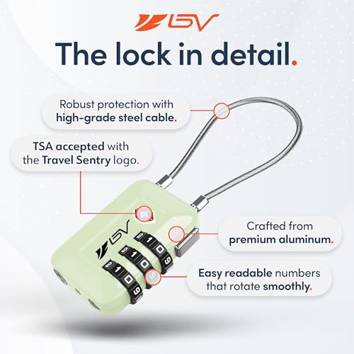 TSA Accepted Luggage Travel Lock, Set-Your-Own Combination Lock for School Gym Locker, Luggage Suitcase Baggage Locks, Filing Cabinets, Toolbox, Case (Mint Green, 1 Pack) - color: Mint Green 1-Pack
