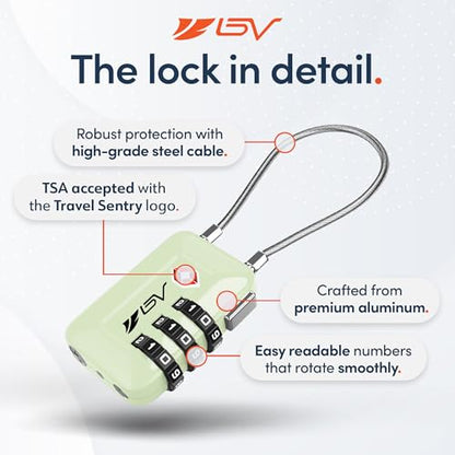 TSA Accepted Luggage Travel Lock, Set-Your-Own Combination Lock for School Gym Locker, Luggage Suitcase Baggage Locks, Filing Cabinets, Toolbox, Case (Mint Green, 1 Pack) - color: Mint Green 1-Pack
