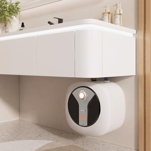 VEVOR Electric Mini-Tank Water Heater 2.5-Gallon Tank, 1440W Hot Water Boiler Storage, Safety Temperature Pressure Valve Easy Install, for Kichen Bathroom Restaurant, Shelf Wall Floor Mounted - size: 2.5gal Upgraded Panel