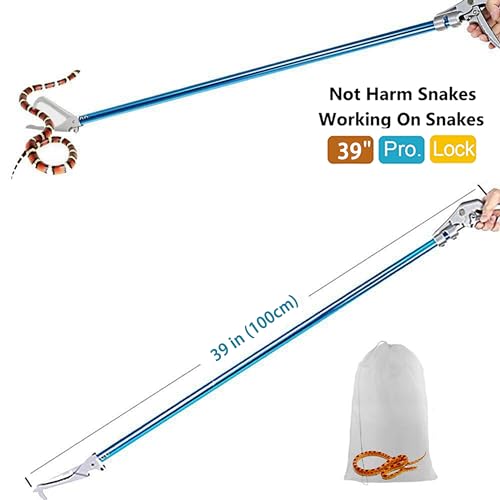 Snake Tong Catcher–Professional Reptile Rescue Grabber Aluminum Alloy with Wide Jaw Locking Mechanism and Comfort Grip for Safe Rattlesnake Control and Removal Tool (39inch Snake Tong) - style: 39inch Snake Tong