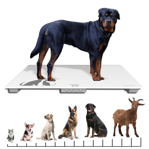 Digital Weighing Scale for Large Dogs Cats, Vet Scale, Scale for Animals Pets, 400lb x 0.1lb, Veterinary Scale, Extra Large 39 x 23 in, for Labrador Golden Retriever German Shepherd, Tempered Glass