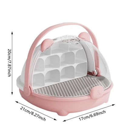Silkworm Growth Box, Silkworm Breeding Box with Transparent Space Capsule Design, Portable Reptile Feeding Box Transparent Animal Habitat Cage with Handle (Grey) - color: Grey