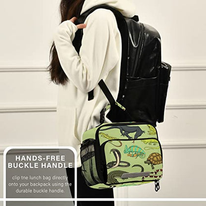Snakes Lizard Chameleon and Turtle Animal Lunch Bag, Cooler Lunch Tote Box Insulated Lunch Bags Food Container for Men Women Kids