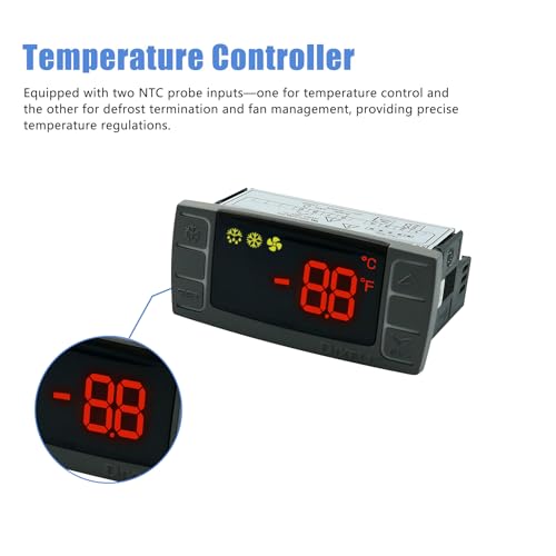 Temperature Controller XR06CX-4N1F1 Fit Commercial Refrigerators/Freezer | 120V 50-60Hz Replace for Dixell Programmable Temperature Controller with Temperature Sensing Probe