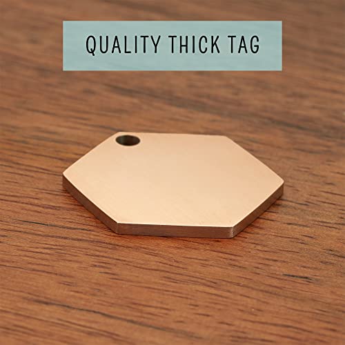 Stainless Steel Pet ID Customized Personalized, Front and Back Engraving, Hexagon Mountain Design, Rose Small - color: Rose-hexagon-mountain, size: Small