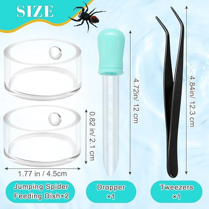 Jumping Spider Magnetic Water Feeding Dish for Small Pets | Magnetic Water Bowl with Dropper & Tweezer-Tiny Food Dishes Water Dish for Jumping Spider, Tarantula & Other Small Pets