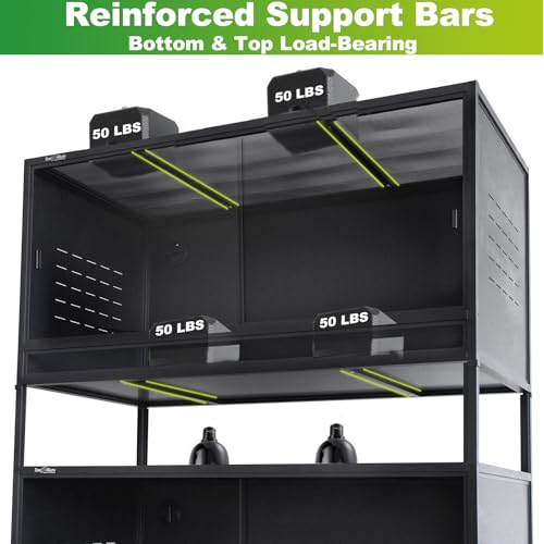Stackable PVC Reptile Enclosure 44x20x20 inch, 76 Gallon Modular Terrarium, Additional Top Cover, Tempered Glass Sliding Doors & Lock, Front Opening Habitat (2 Pack, Black) - size: 44"x20"x20" (76 Gallons)