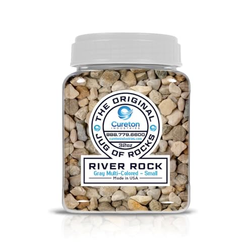 32 oz Jug Multicolor Gray Small River Rock, ½-1½ inch Size, for Indoor Outdoor Decor, vase Filler, Candles, Art, Crafts, Aquariums, Fairy Gardens, planters, tablescapes, terrariums - color: Gray River Rock, size: Small