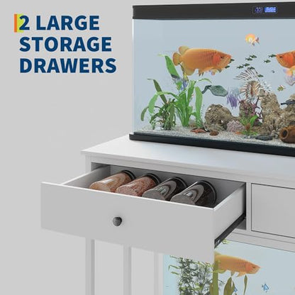 40-50 Gallon Aquarium Stand with Power Outlet & 2 Drawers, Fish Tank Stand | Dual Metal Tank Stand Adjustable Height Feet, 660 Lbs Capacity, for Fish Reptile Terrariums White - color: White