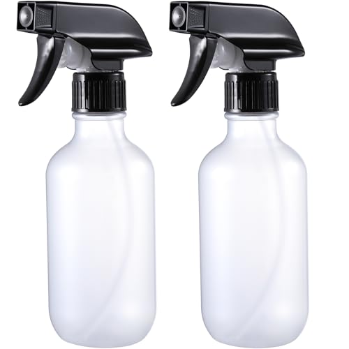 Spray Bottles 2 Pack 10 oz Refillable Plastic Squirt Bottle for Liquid | Fine Mist Water Spray Bottle with Adjustable Stream Nozzle BPA-free Spray Bottle for Hair, Plant, Cleaning, Pet Training - color: 2 Frosted