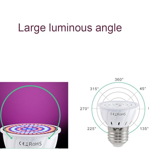 Grow Light Bulb, Full Spectrum 7W Grow Lamp (50 Watt Equiv),E26 Base Perfect for Seeding and Growing of Indoor Plants, Seed Starting,Flowers 4 Pack