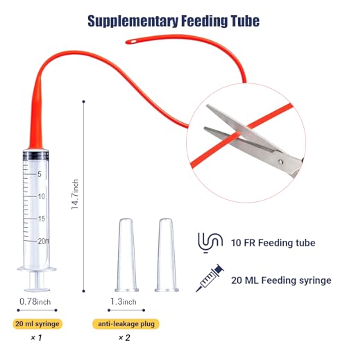 Kitten Bottle Feeding Kit, Newborn Nursing Bottle with Silicone Nipples, 10 FR Feeding Tube, Pet Pill Shooter, Aspirator Bulb, Small Animal Feeding Supplies for Kittens, Puppies, Rabbits, Squirrels