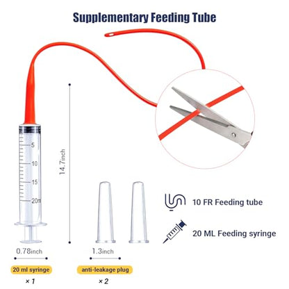 Kitten Bottle Feeding Kit, Newborn Nursing Bottle with Silicone Nipples, 10 FR Feeding Tube, Pet Pill Shooter, Aspirator Bulb, Small Animal Feeding Supplies for Kittens, Puppies, Rabbits, Squirrels