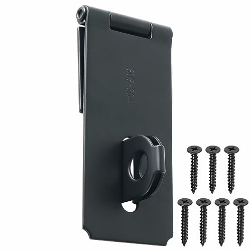 Alise Door Hasp Locks Latch 4 Inch,Packlock Clasp Hasp Lock Latch,Black | SUS304 Stainless Steel Door Latch Hinge Padlock Door Lock for Shed Barn Wooden Fence Chicken Dog Cage Window Cabinet Garage - color: Matte Black, size: 4 Inch