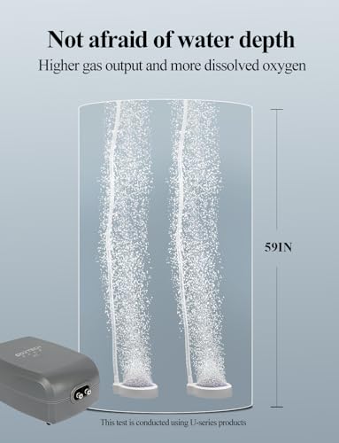 Aquarium Air Pump Grey, Fish Tank Air Pump with Accessories Adjustable Dual Outlet Oxygen Pump with 2 Air Stones Extra Large Air Volume for Up to 160 Gal Fish Tank 3.5W