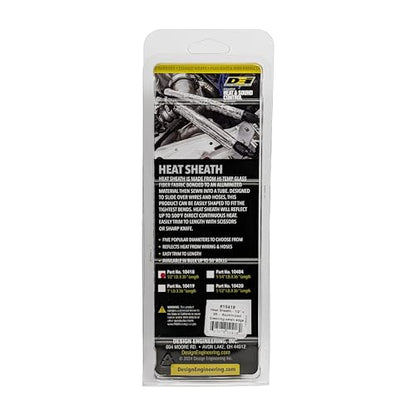 Design Engineering Heat Sheath Aluminized Sleeving – 1/2" I.D. x 3 ft | High-Temperature Heat & Abrasion Protection for Hoses, Lines & Wires | Reflects Up to 2000°F | Made in USA - size: 1/2" I.D.