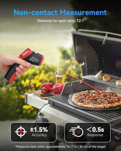 Infrared Thermometer, Digital Surface Temperature Gun -58℉ to 1094℉ | Laser Temp Gun for Cooking Food, Pizza Oven, Flat Top Grill, Griddle, Soap Making, Reptile