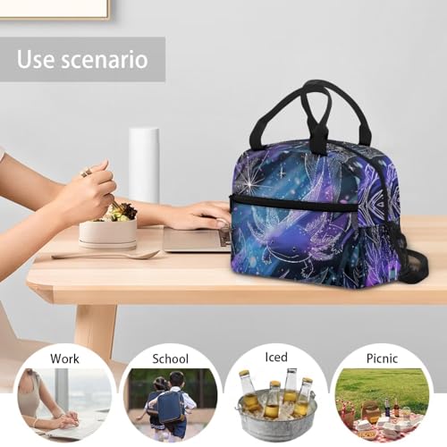 Cool Axolotl Lunch Box for Boys Lunch Bag Picnic Reptiles Insulated Lunch Bag Portable Lunch Tote Bag with Lunch Box Shoulder Straps Student Lunchbox Reusable Lunchbag - color: Cool Axolotl